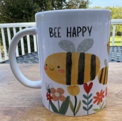 Bee Happy coffee cup